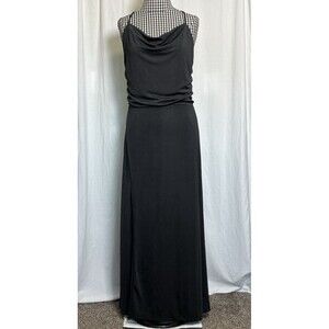 JASON WU Black Drape Front Crossback Straps Side Slit Midi Dress XL NWT - $310